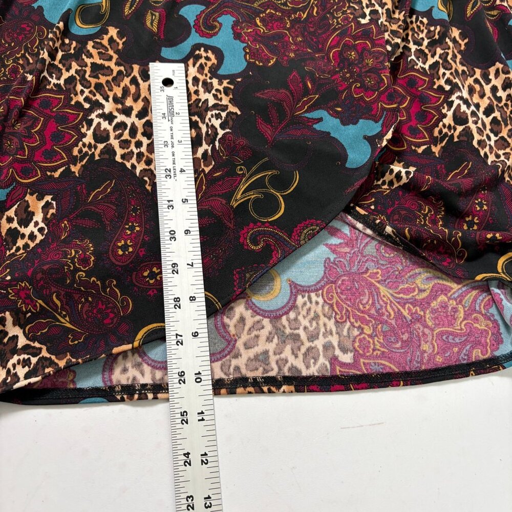 Catherines Black Label Paisley Leopard Print Wrap Dress Size 3X V Neck Belt NWT - Picture 11 of 12